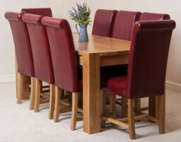 Rackhams Kuba Large Oak Dining Table with Washington Leather Chairs - 6 chairs - Black - thumbnail 3