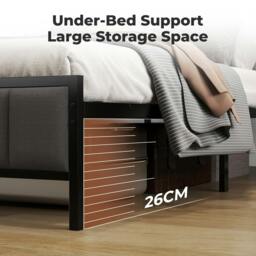 Rackhams Bed Frame Metal King Size LED Light Upholstered Soft Headboard USB Charge - thumbnail 5