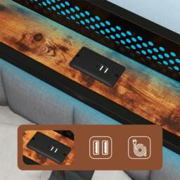 Rackhams Bed Frame Metal King Size LED Light Upholstered Soft Headboard USB Charge - thumbnail 4