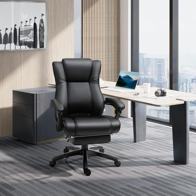 Rackhams Executive Home Office Chair High Back Recliner, with Foot Rest, Grey - image 1