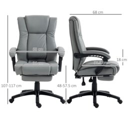 Rackhams Executive Home Office Chair High Back Recliner, with Foot Rest, Grey - Black - thumbnail 6