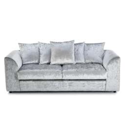 Rackhams Crushed Velvet 3 Seater Sofa Scatterback - Silver