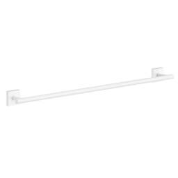 "Rackhams Matt White Single Towel Rail 64.8cm/25.5"" Wall Mounted with Concealed Screws Bathroom Towel Holder"