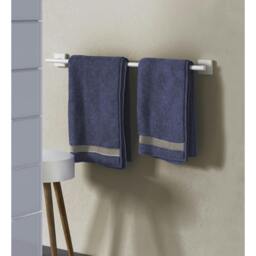 "Rackhams Matt White Single Towel Rail 64.8cm/25.5"" Wall Mounted with Concealed Screws Bathroom Towel Holder" - thumbnail 2