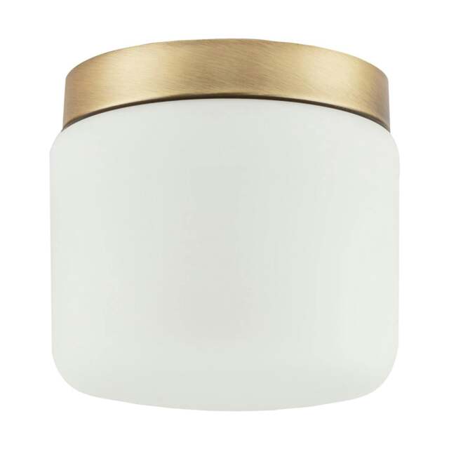 Rackhams Modern Bathroom LED Ceiling Light in Antique Brass with Glass Shade - image 1