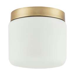 Rackhams Modern Bathroom LED Ceiling Light in Antique Brass with Glass Shade