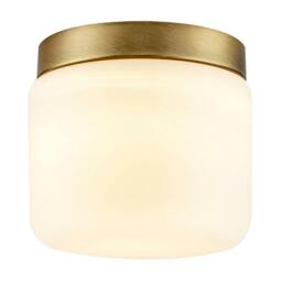 Rackhams Modern Bathroom LED Ceiling Light in Antique Brass with Glass Shade - thumbnail 2