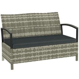 Rackhams 125L Garden Storage Bench, 2 Seater PE Rattan Outdoor Bench - 123 x 70 x 82 cm - Dark grey - Garden storage bench - thumbnail 2