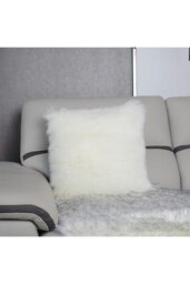 Rackhams 45*45cm Fluffy Faux Wool White Cushion Cover - White - thumbnail 5