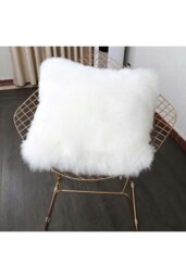 Rackhams 45*45cm Fluffy Faux Wool White Cushion Cover - White - thumbnail 3