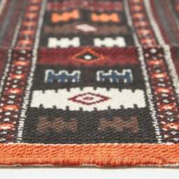 Rackhams Terracotta, Black and Brown Printed Cotton Kilim Rug - 66 x 200 cm - thumbnail 5