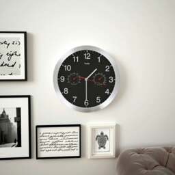Rackhams Wall Clock with Quartz Movement Hygrometer Thermometer Black - thumbnail 1