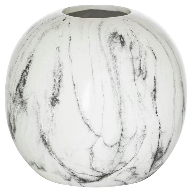 Rackhams Pudding Marble Vase - White/Grey - 23cm x 25cm x 25cm - White/Grey - 100% Mixed