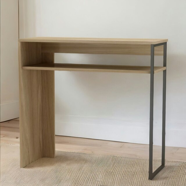 Rackhams 2 Tier Hallway Console Table With Steel Frame Oak - image 1