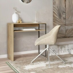 Rackhams 2 Tier Hallway Console Table With Steel Frame Oak - thumbnail 3