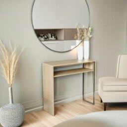 Rackhams 2 Tier Hallway Console Table With Steel Frame Oak - thumbnail 5