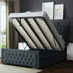 Rackhams Allegra Ottoman Bed with Upholstered Headboard - Grey (Steel) - Super King / 6ft - thumbnail 5