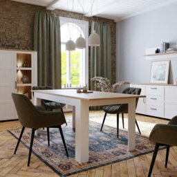 Rackhams Bohol Extending Dining Table in Riviera Oak/White - Grey - No - White - thumbnail 5