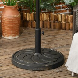 Rackhams 18kg Resin Garden Parasol Base, Round Outdoor Market Umbrella Stand Weight for Poles of Φ38mm to Φ48mm, Bronze