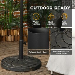 Rackhams 18kg Resin Garden Parasol Base, Round Outdoor Market Umbrella Stand Weight for Poles of Φ38mm to Φ48mm, Bronze - thumbnail 4