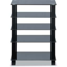 Rackhams TRINITY Gloss Black 5 Shelf with Black Legs Flat Screen TV Rack Glass Stand - thumbnail 5