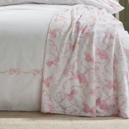 Rackhams Bow Cosy Fleece Oversized Blanket Throw Pink - 200 x 240 cm - Pink - thumbnail 2