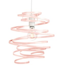 Rackhams Contemporary Pink Gloss Metal Double Ribbon Spiral Swirl Ceiling Light Pendant - thumbnail 3