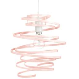 Rackhams Contemporary Pink Gloss Metal Double Ribbon Spiral Swirl Ceiling Light Pendant