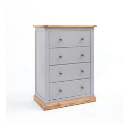 Rackhams Bicarri 4 Drawer Chest of Drawers Brass Knob - Grey - thumbnail 2