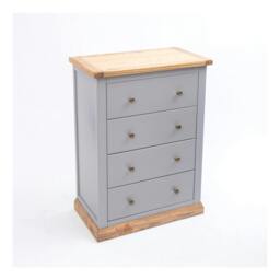 Rackhams Bicarri 4 Drawer Chest of Drawers Brass Knob - Grey - thumbnail 3