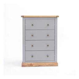 Rackhams Bicarri 4 Drawer Chest of Drawers Brass Knob - Grey - thumbnail 1