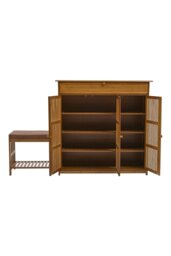 Rackhams Bamboo Entryway Storage Shoe Cabinet with Bench - Brown - thumbnail 4