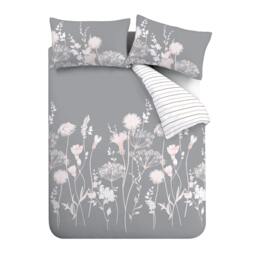 Rackhams Meadowsweet Floral Grey/Pink Duvet Cover Set - Super King - thumbnail 5