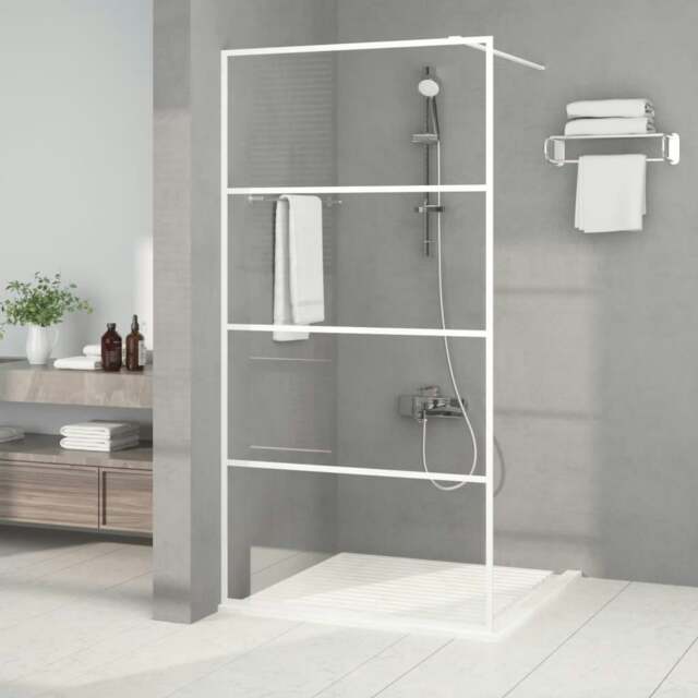 Rackhams Walk-in Shower Wall White 100x195 cm Clear ESG Glass - Clear tempered ESG glass, aluminium