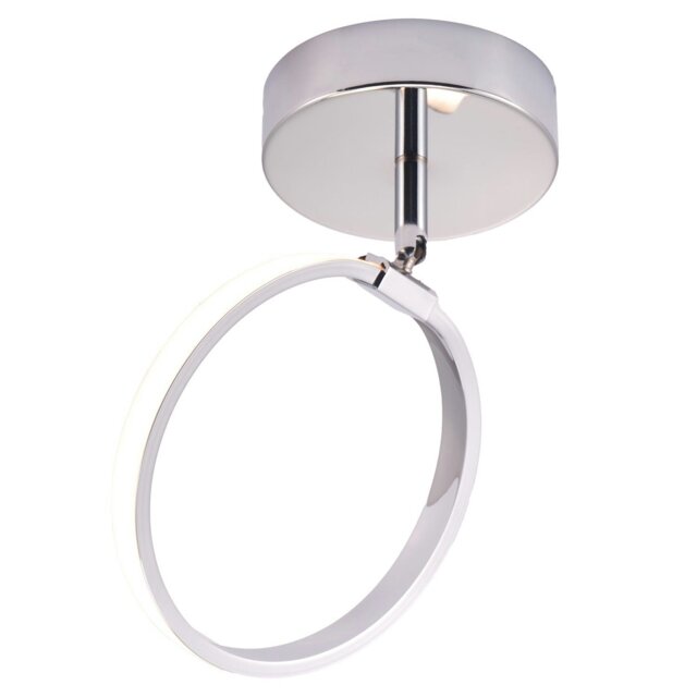 Rackhams Modern Fully Adjustable Chrome Halo Style Ring LED Ceiling or Wall Light Fitting - image 1