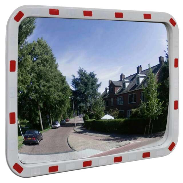 Rackhams Convex Traffic Mirror Rectangle 60 x 80 cm with Reflectors