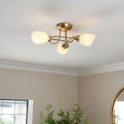 Rackhams Jaco 3 Light Semi Flush Antique Brass Ceiling Light