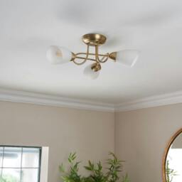 Rackhams Jaco 3 Light Semi Flush Antique Brass Ceiling Light - thumbnail 2