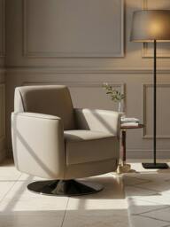 Rackhams Wester Mink Leather Effect Swivel Chair - thumbnail 4