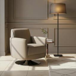 Rackhams Wester Mink Leather Effect Swivel Chair - thumbnail 3
