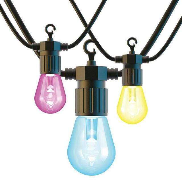Rackhams WiFi Outdoor LED String Light Kit, 7.6m with 12 Smart Lamps, IP65, RGB & Warm White, APP & Voice Control - image 1