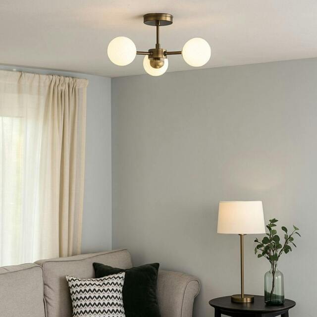Rackhams Lior 3-Light Antique Brass Semi-Flush Ceiling Light - image 1
