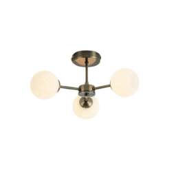 Rackhams Lior 3-Light Antique Brass Semi-Flush Ceiling Light - thumbnail 4