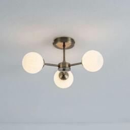 Rackhams Lior 3-Light Antique Brass Semi-Flush Ceiling Light - thumbnail 2