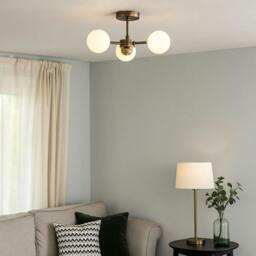 Rackhams Lior 3-Light Antique Brass Semi-Flush Ceiling Light - thumbnail 1