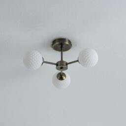 Rackhams Lior 3-Light Antique Brass Semi-Flush Ceiling Light - thumbnail 3