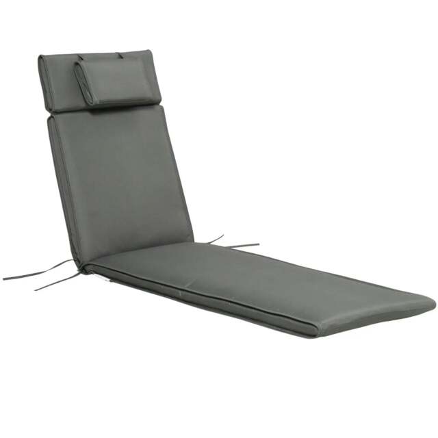 Rackhams Garden Sun Lounger Cushion Replacement Soft Sunbed Reclining Chair Relaxer Pad with Pillow, Cushion ONLY - Grey