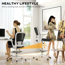 Rackhams Mesh Draughtsman Chair, Ergonomic Drafting Chair, Black White - Grey - thumbnail 5