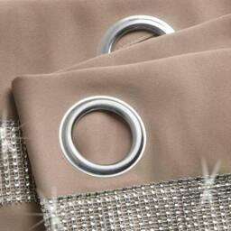 Rackhams Palace Diamante Ring Top Blackout Curtains - Beige - 117cm width x 183cm drop - thumbnail 2