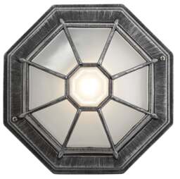 Rackhams Traditional Hexagonal Black/Silver Flush Ceiling Porch Light - thumbnail 2